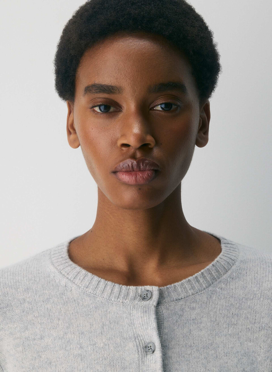 essential cashmere acme cardigan heather chrome