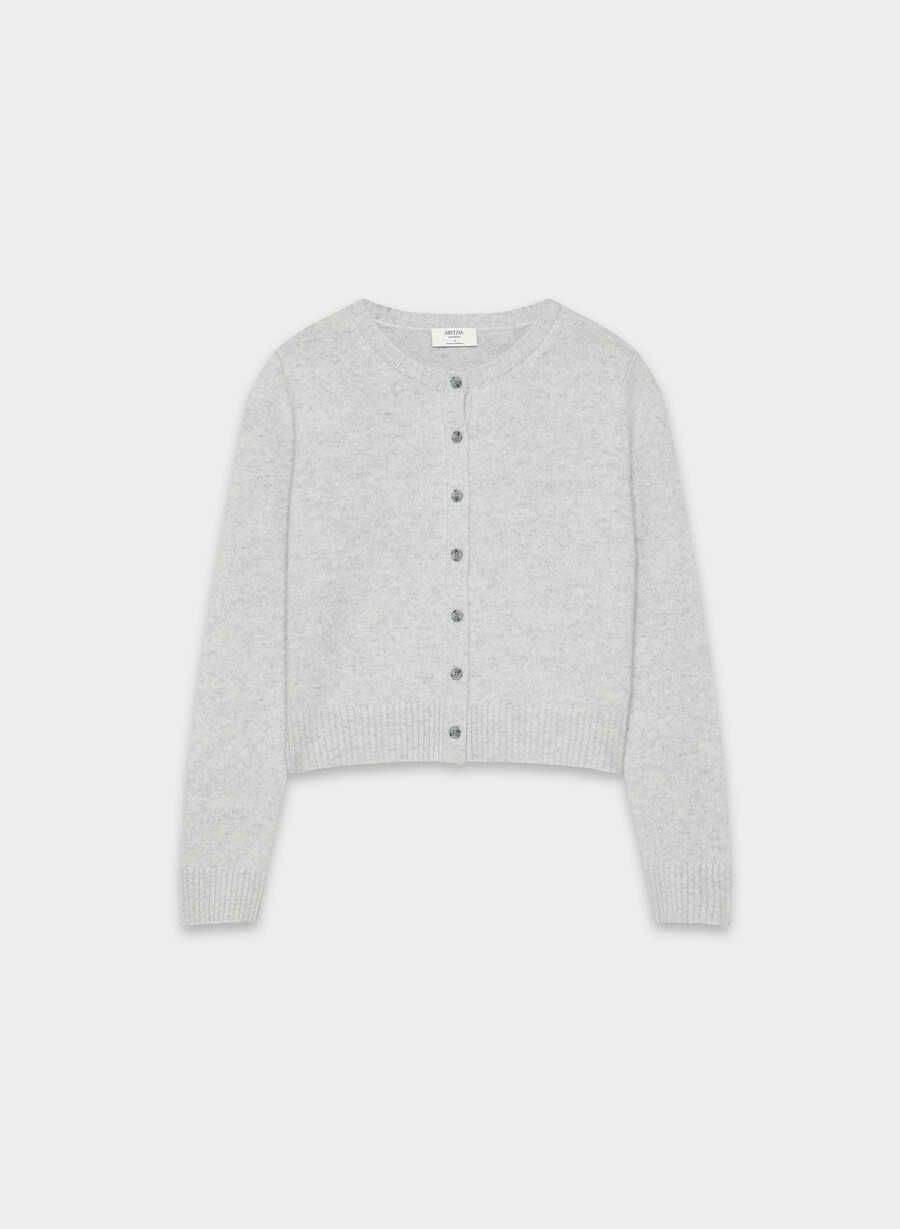 essential cashmere acme cardigan heather chrome