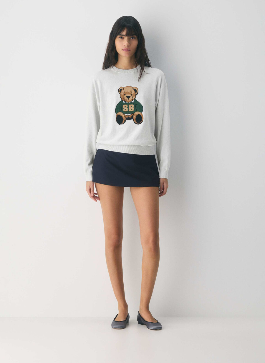 cotton charm prep icon pullover h cld wht teddy bea