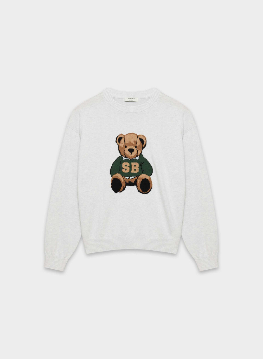 cotton charm prep icon pullover h cld wht teddy bea
