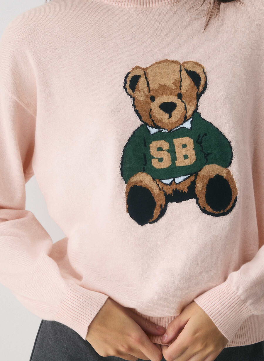 cotton charm prep icon pullover in zartem rosa teddybär