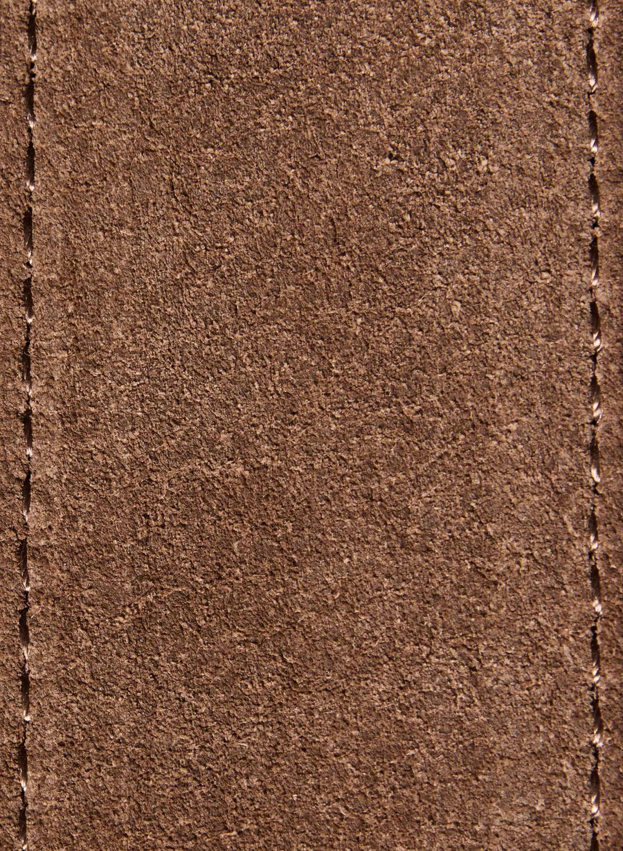 breiter gürtel aus massivem messing und wildleder farbe rohbraungold