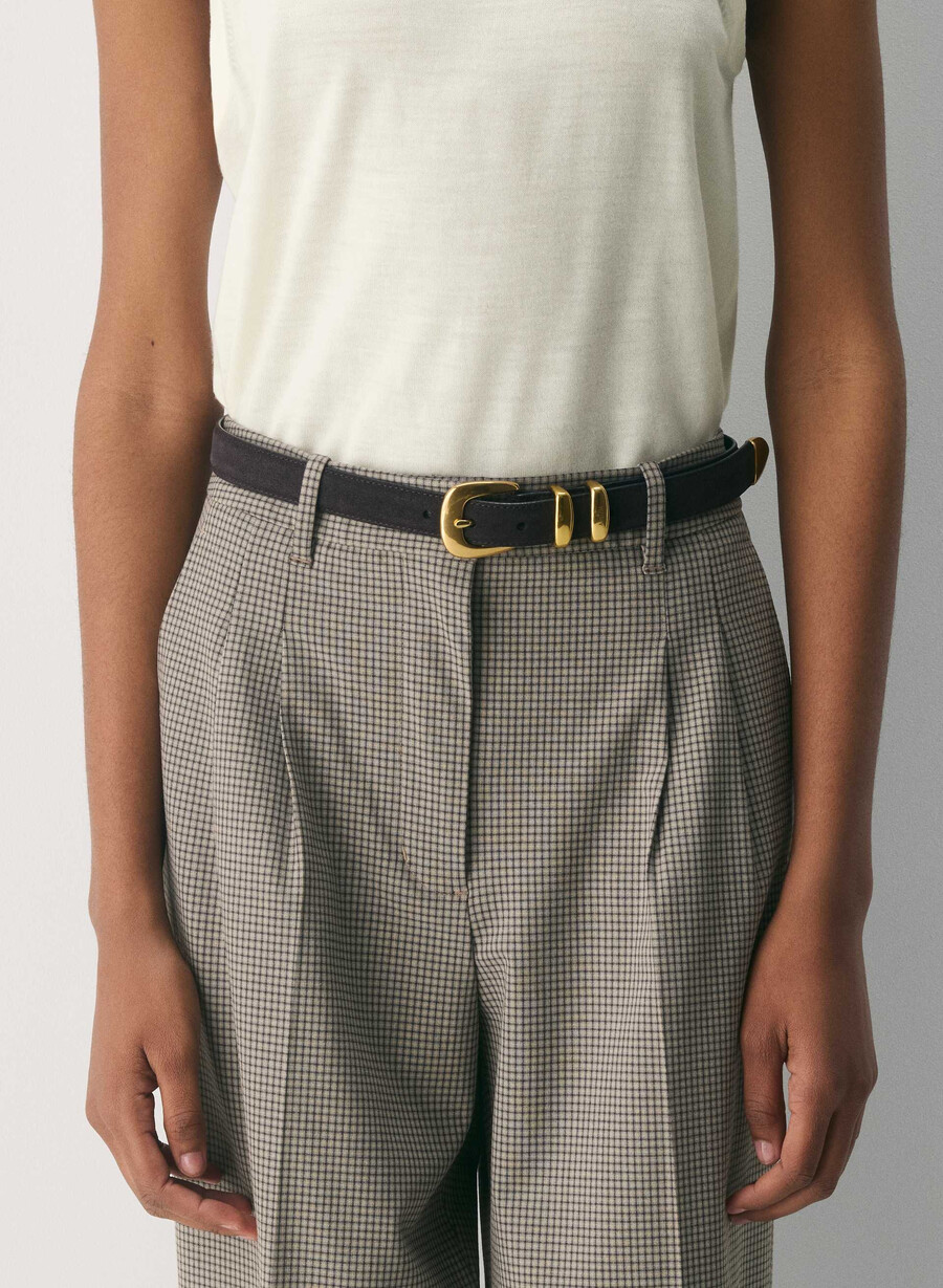legendärer gürtel aus massivem messing und wildleder modern braungold