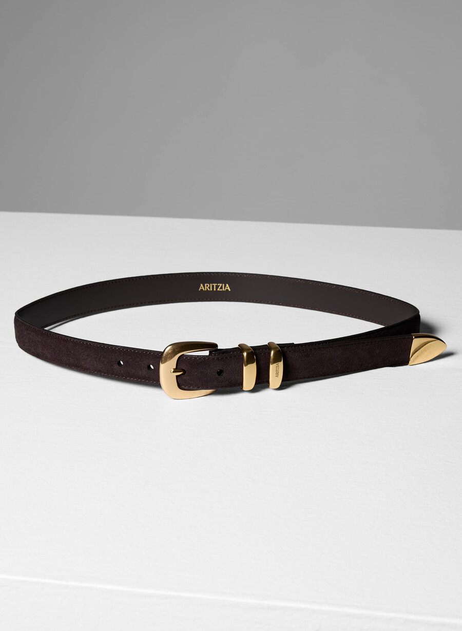 legendärer gürtel aus massivem messing und wildleder modern braungold