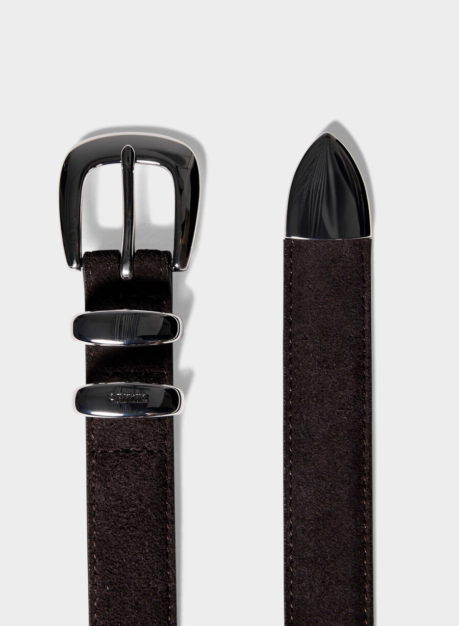 legendärer gürtel aus massivem messing und wildleder modern braunsilber