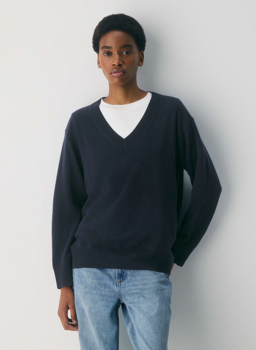 kaschmirpullover aus meliertem braun
