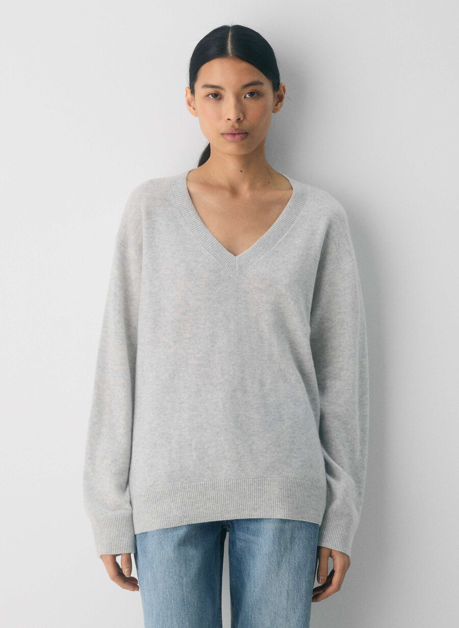 kaschmirpullover meliert chrom