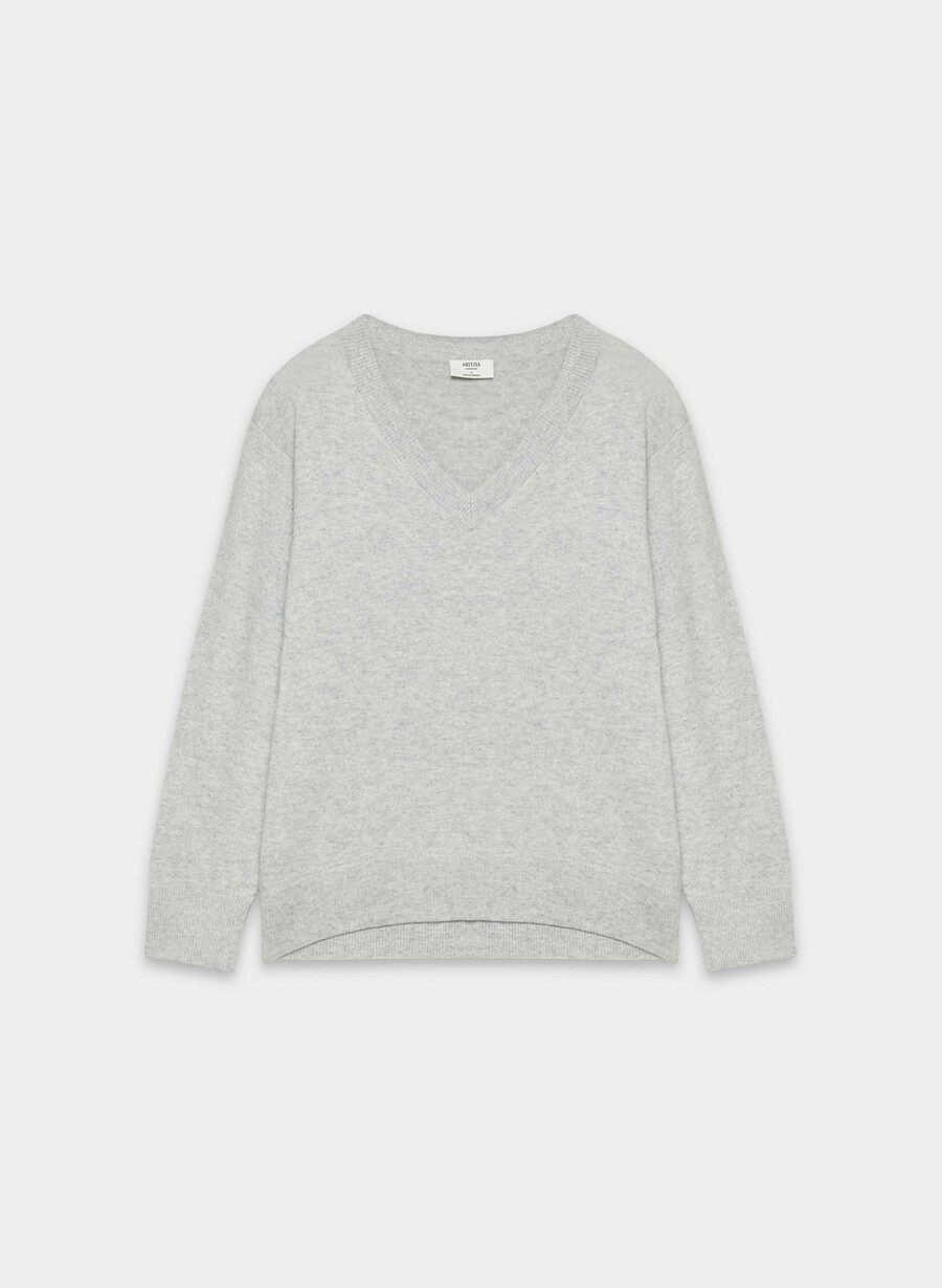 kaschmirpullover meliert chrom