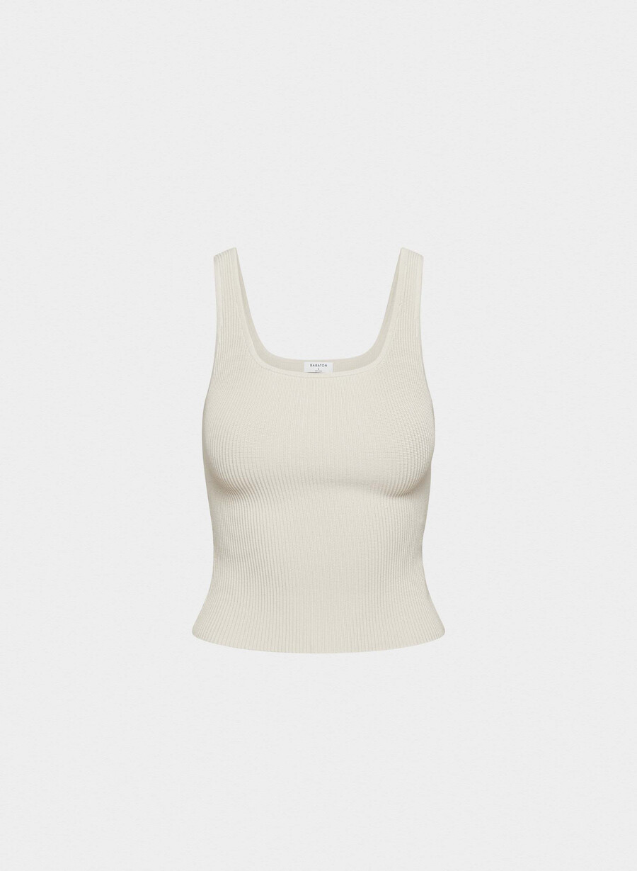 tanktop mit eckigem ausschnitt und formgebendem strickmuster matte perle