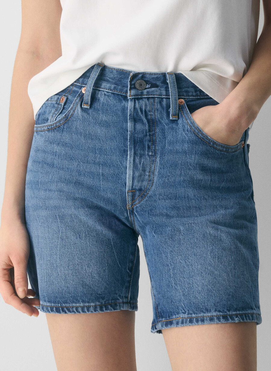 levis 501 mid thigh jeansshorts blau schÖn