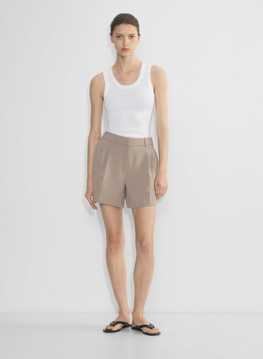 die mühelose short mid-thigh - crepette nomad taupe