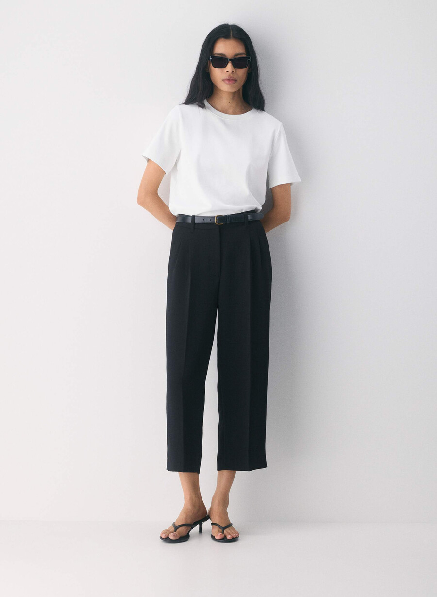die effortless pant cropped - crepette schwarz