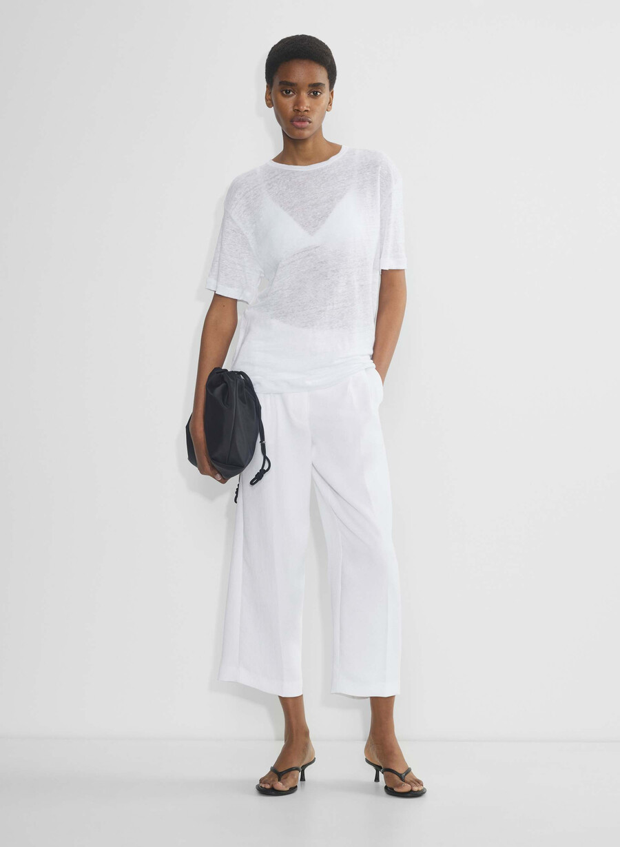 die effortless pant cropped - crepette weiss