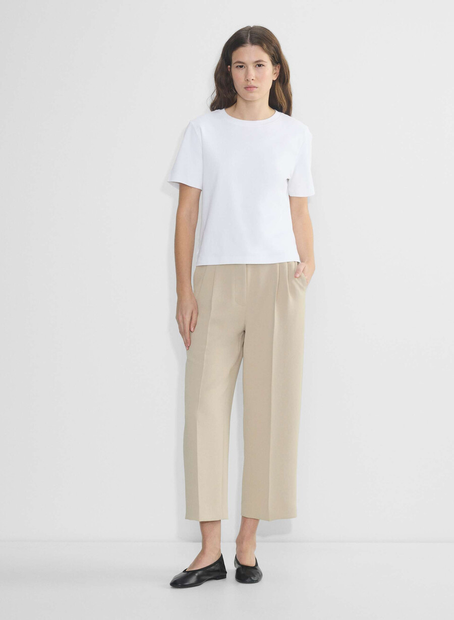 die mühelose hose cropped - crepette marcona beige