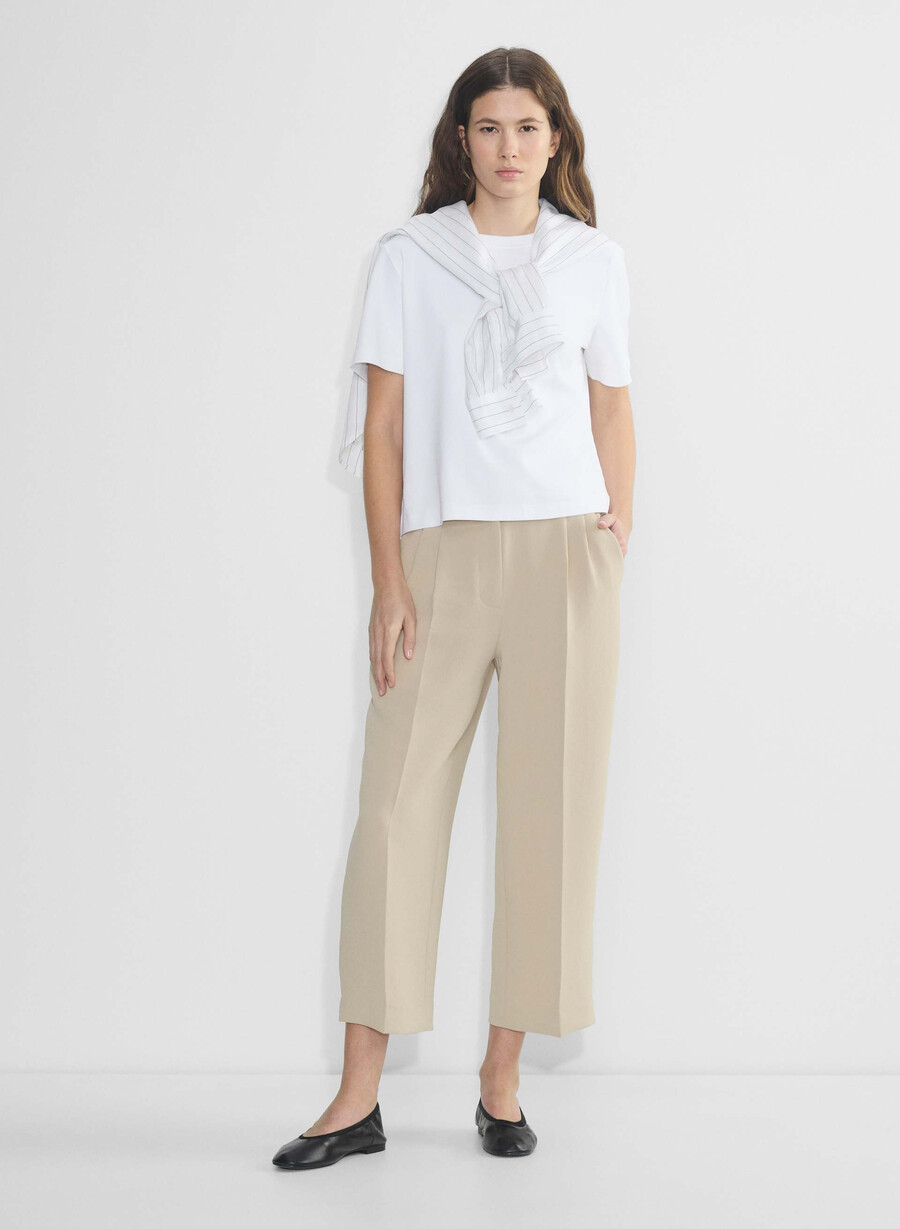 die mühelose hose cropped - crepette marcona beige
