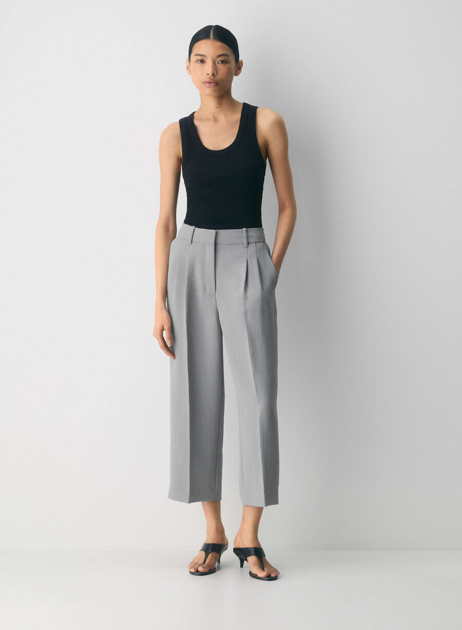 die effortless pant cropped - crepette riverstone grey