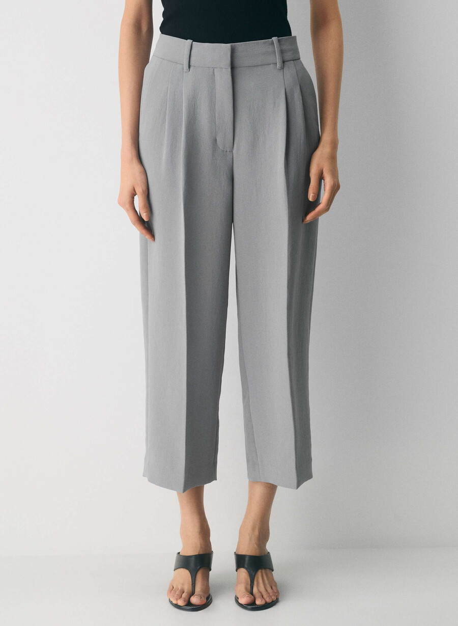 die effortless pant cropped - crepette riverstone grey