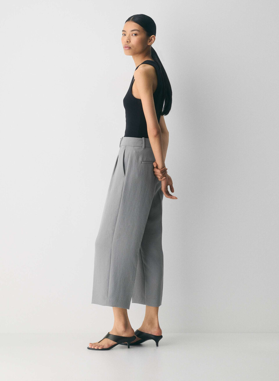die effortless pant cropped - crepette riverstone grey