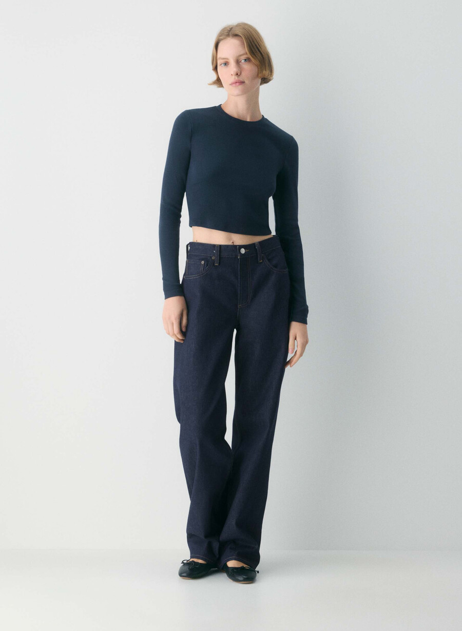 homestretch rippstrick-langarmshirt mit rundhalsausschnitt admiral