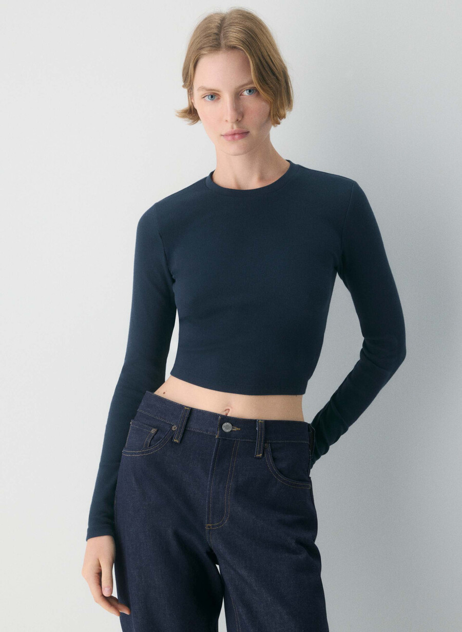 homestretch rippstrick-langarmshirt mit rundhalsausschnitt admiral