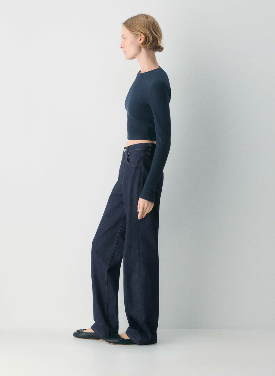 homestretch rippstrick-langarmshirt mit rundhalsausschnitt admiral