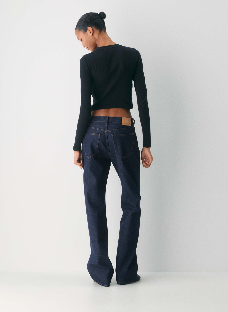 homestretch rippstrick-langarmshirt mit rundhalsausschnitt schwarz