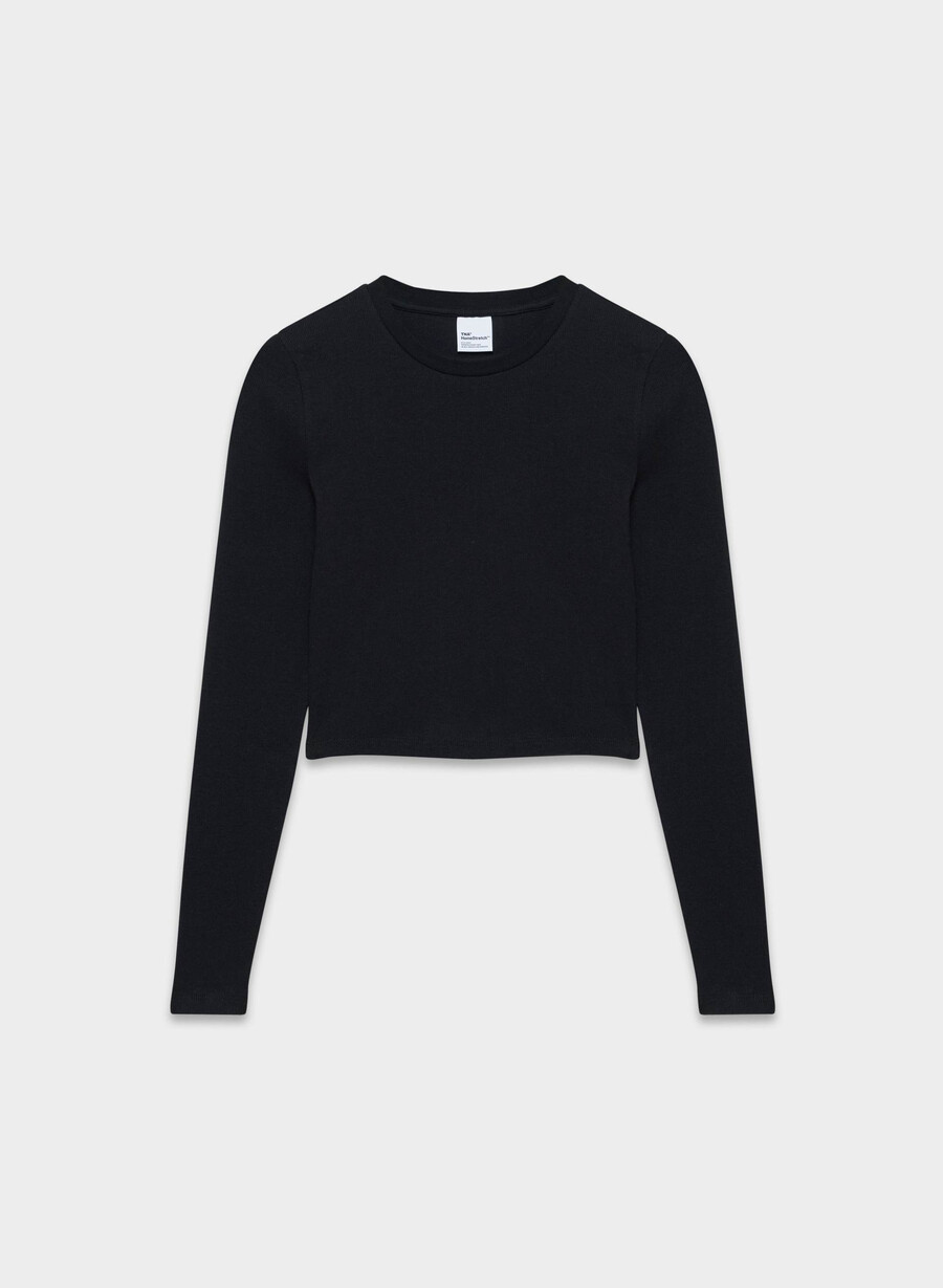 homestretch rippstrick-langarmshirt mit rundhalsausschnitt schwarz