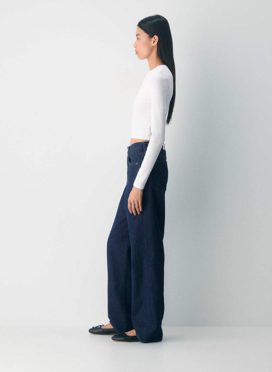 homestretch rippstrick-langarmshirt mit rundhalsausschnitt weiss
