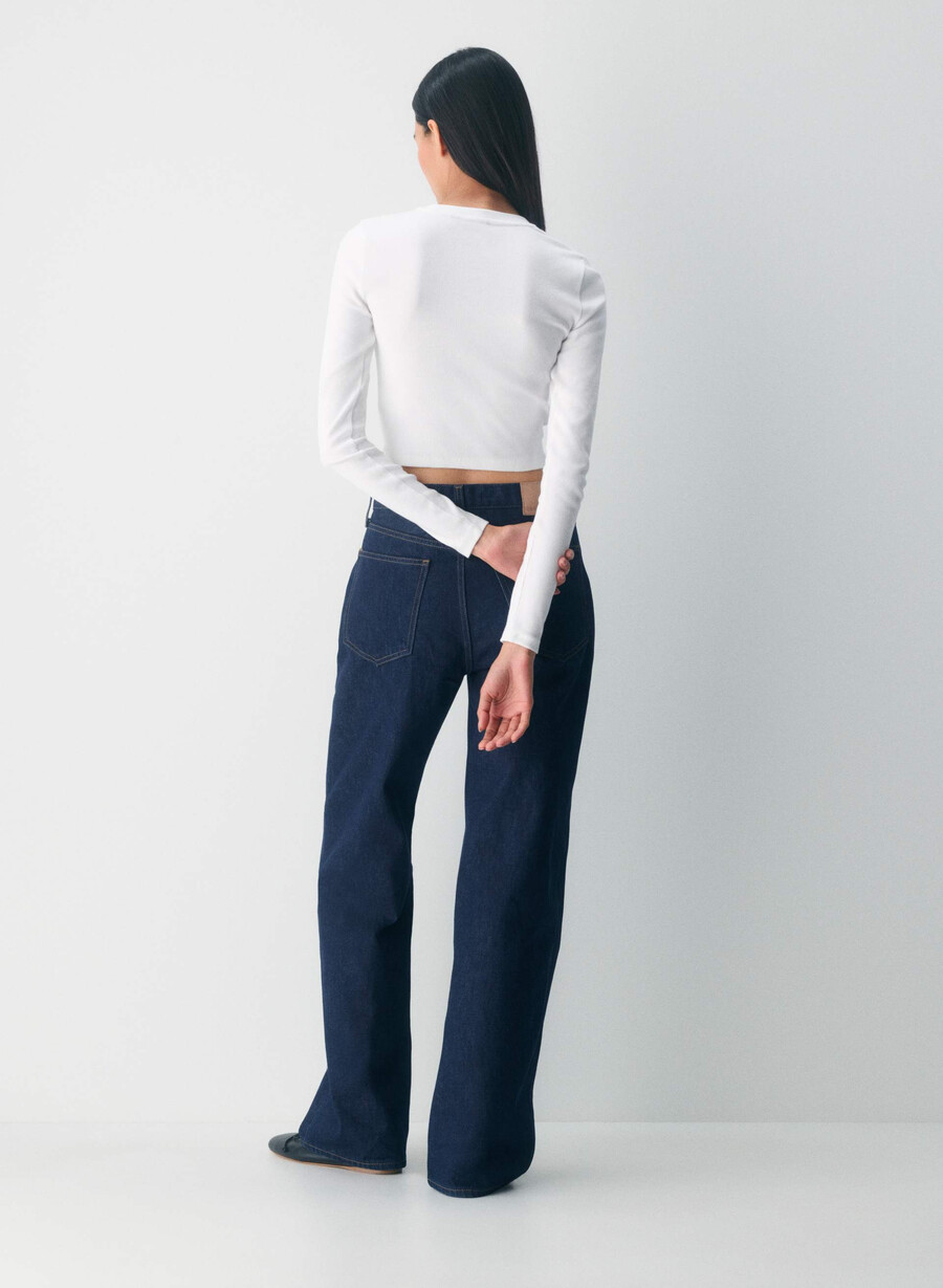 homestretch rippstrick-langarmshirt mit rundhalsausschnitt weiss