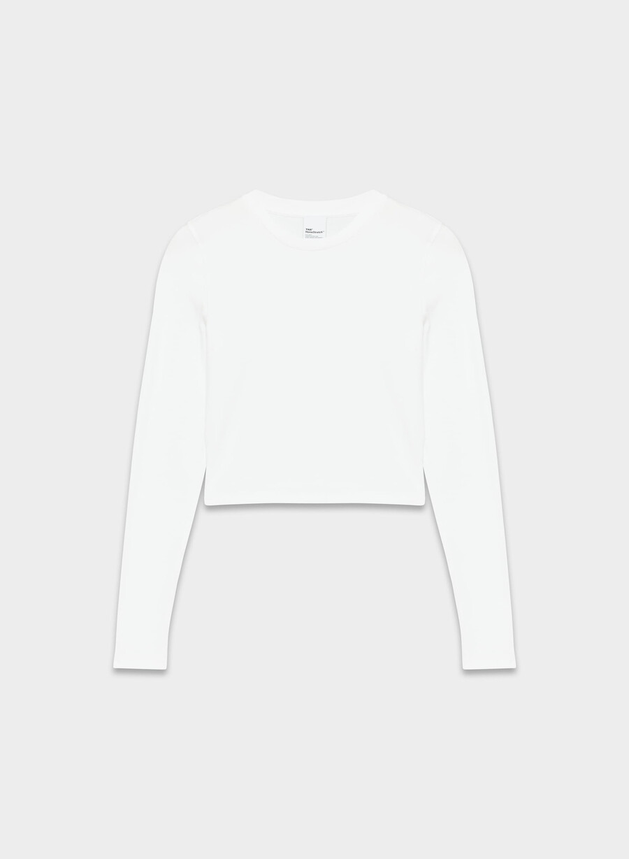 homestretch rippstrick-langarmshirt mit rundhalsausschnitt weiss