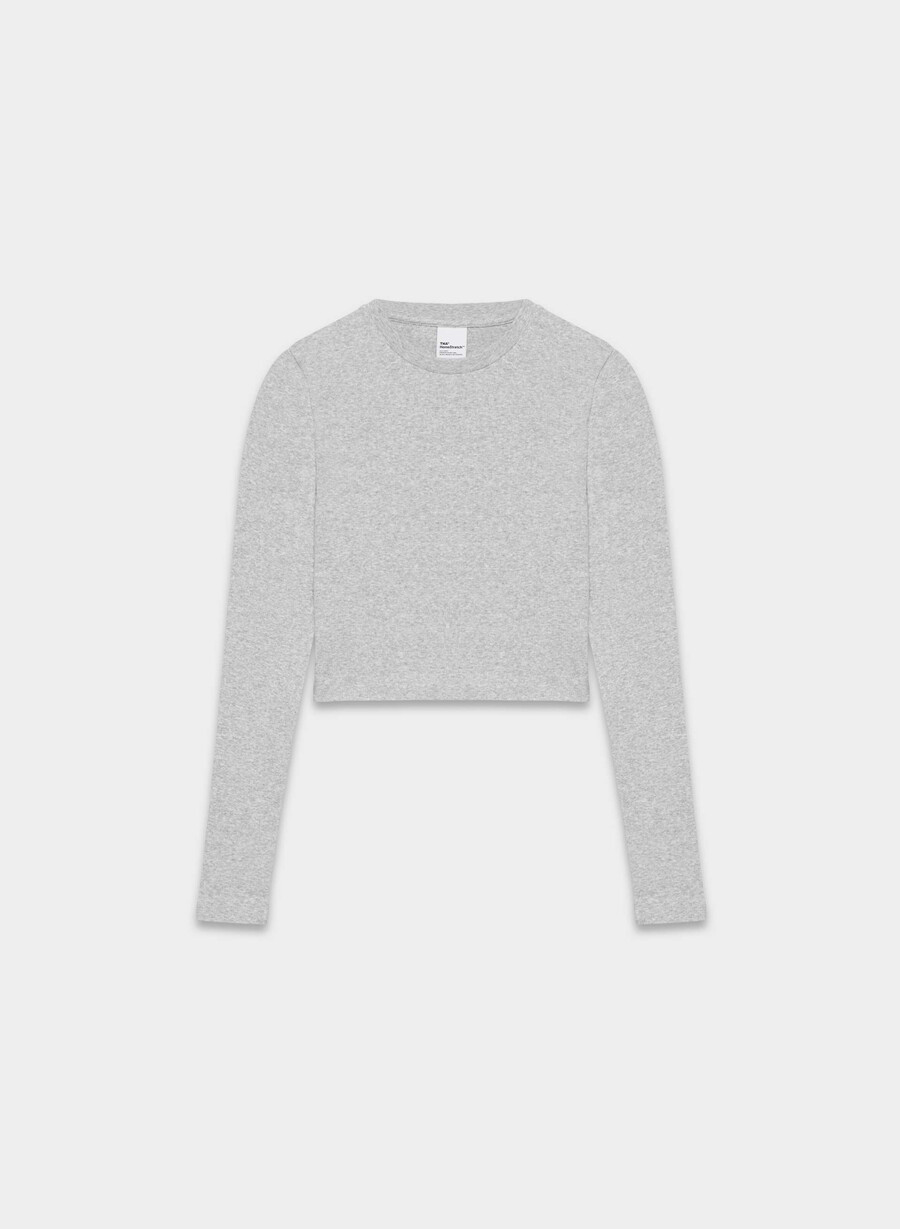 homestretch rippstrick-langarmshirt mit rundhalsausschnitt meliertes chrom
