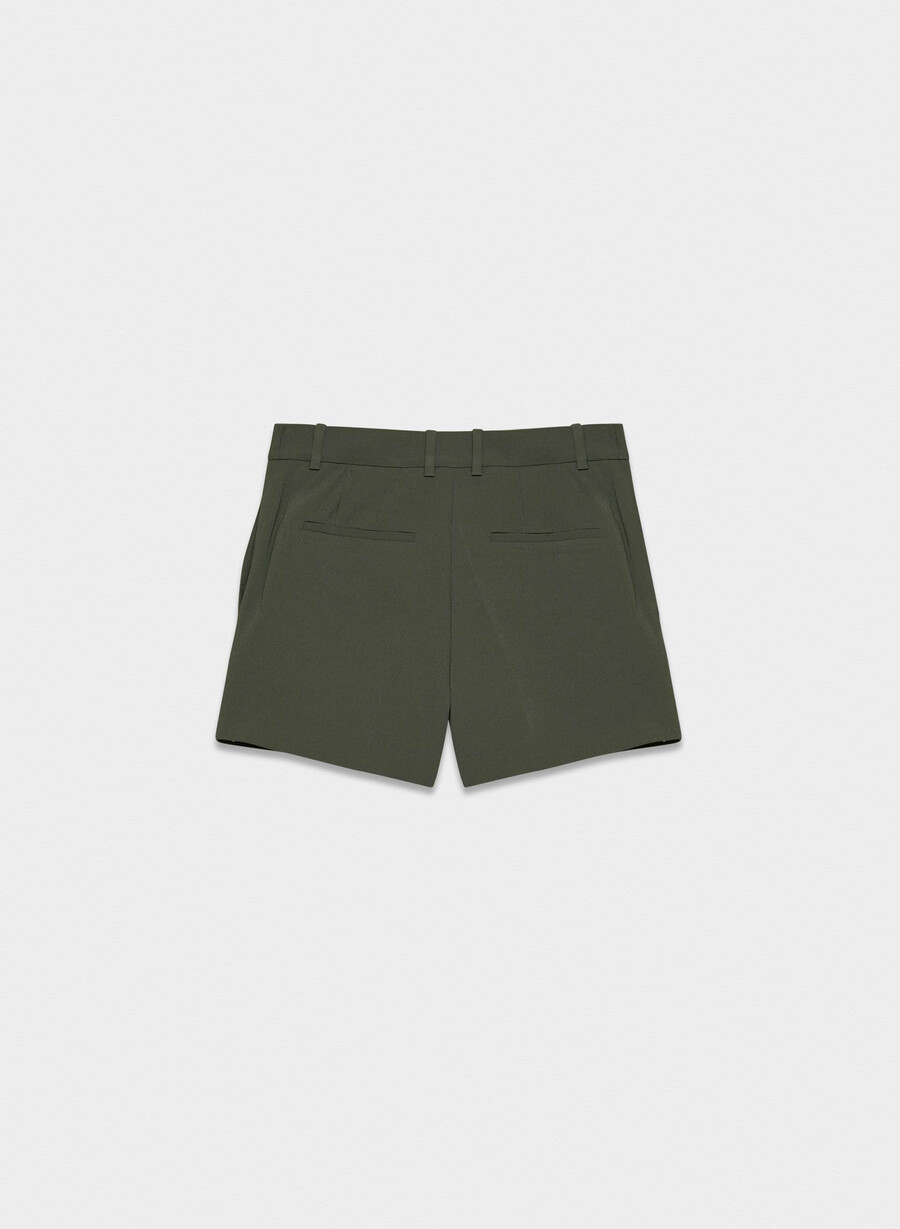 plissierte mini-shorts in dunkeloliv