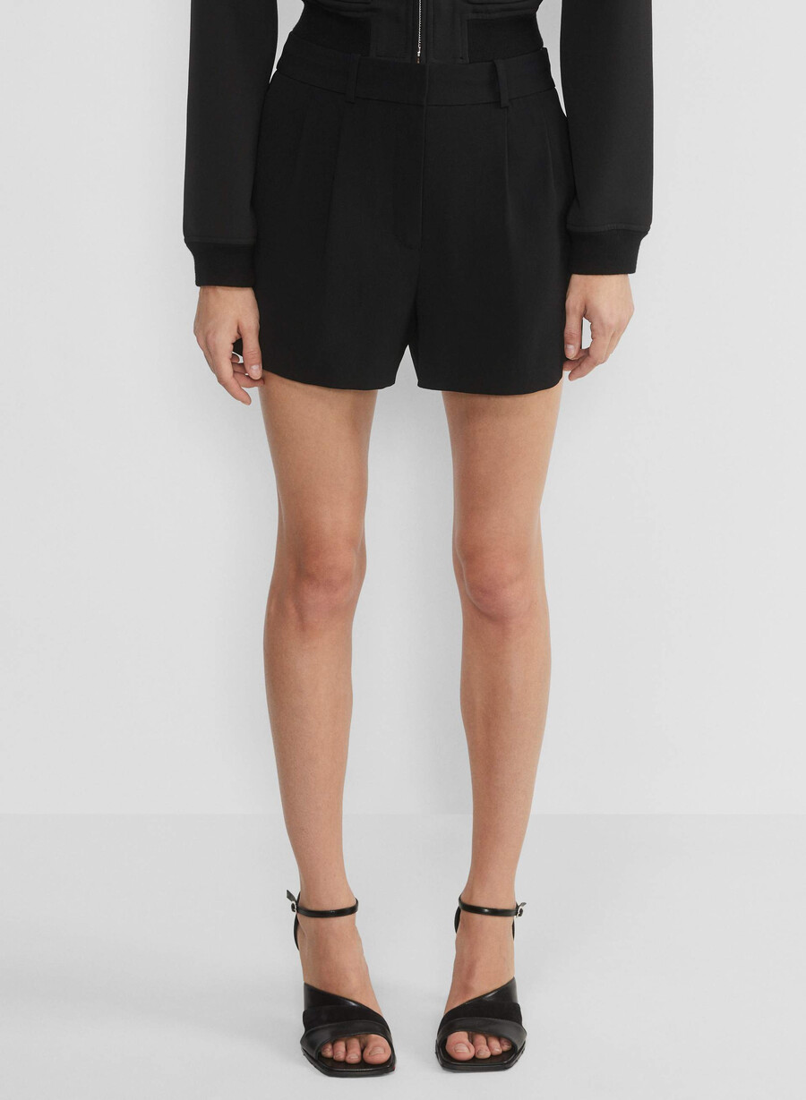 plissierte mini-shorts in dunkeloliv