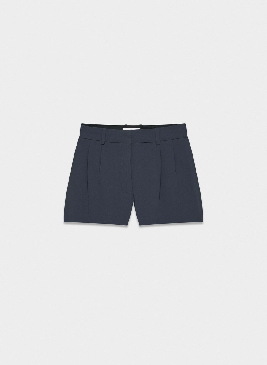 plissierte mini-shorts dunkelblau