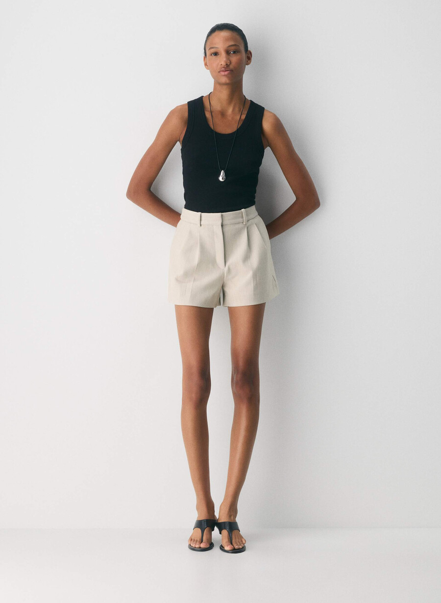 plissierte mini-shorts - reessential heather matte pearl