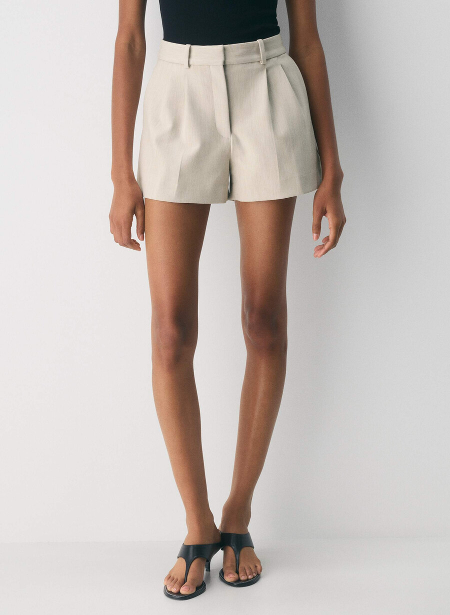 plissierte mini-shorts - reessential heather matte pearl