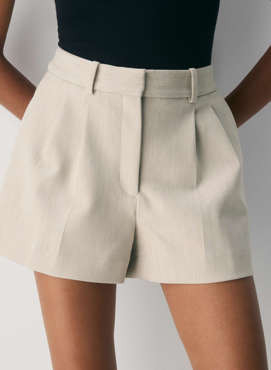 plissierte mini-shorts - reessential heather matte pearl