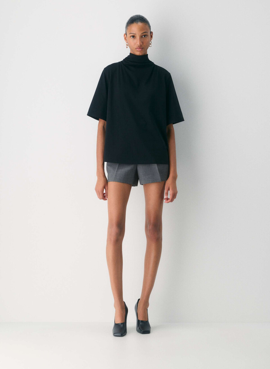 plissierte mini-shorts - reessential heather charcoal