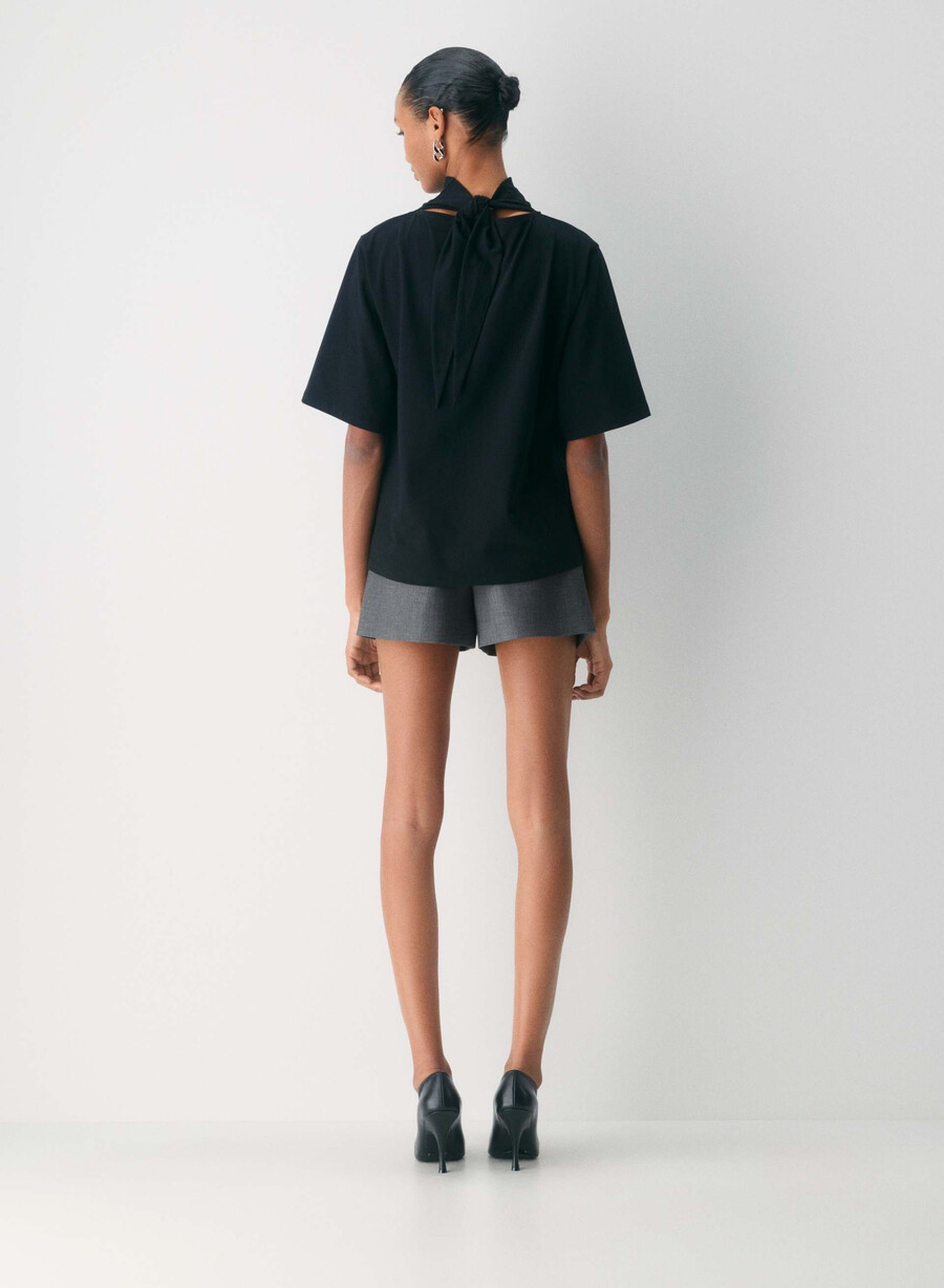 plissierte mini-shorts - reessential heather charcoal