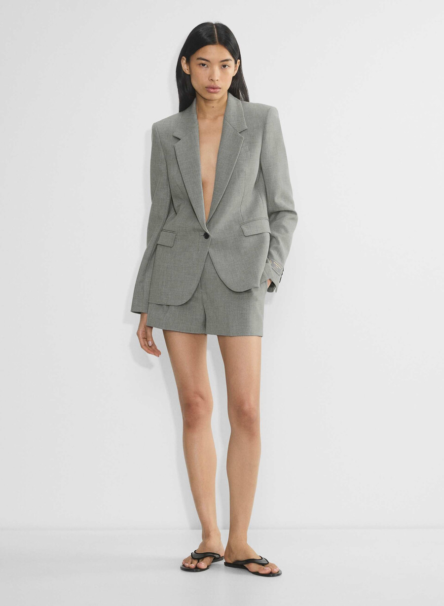 plissierte mini-shorts - reessential heather dunkelgrau