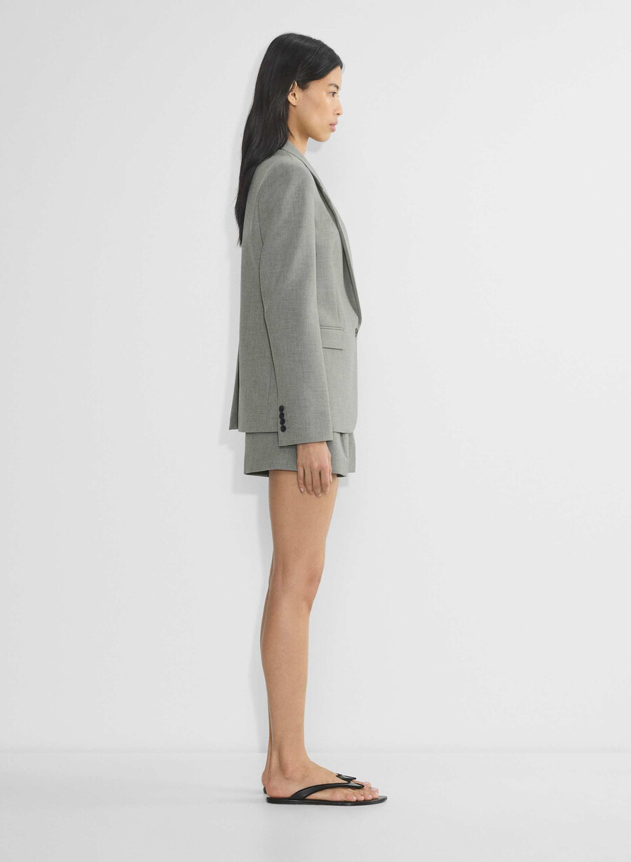 plissierte mini-shorts - reessential heather dunkelgrau
