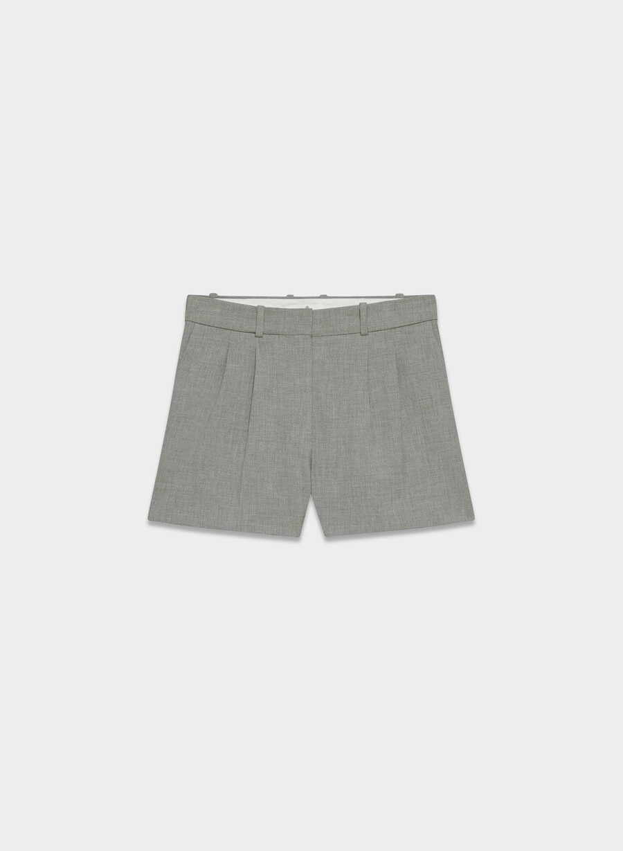 plissierte mini-shorts - reessential heather dunkelgrau