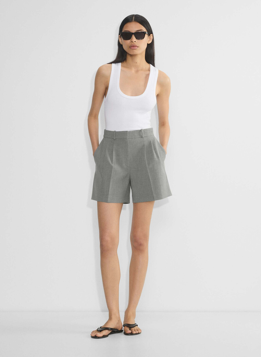 plissierte mittellange shorts meliert dunkelgrau