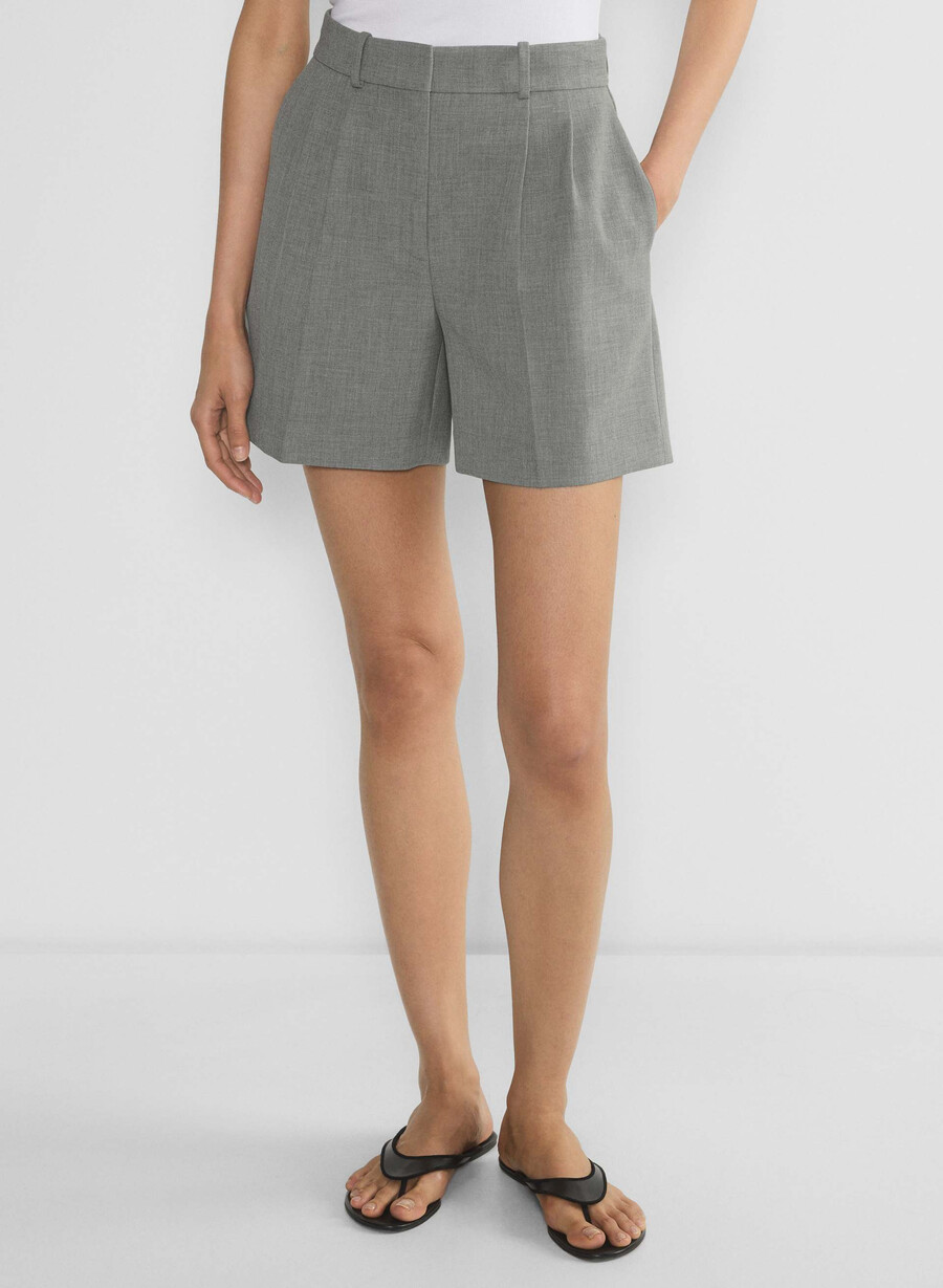 plissierte mittellange shorts meliert dunkelgrau