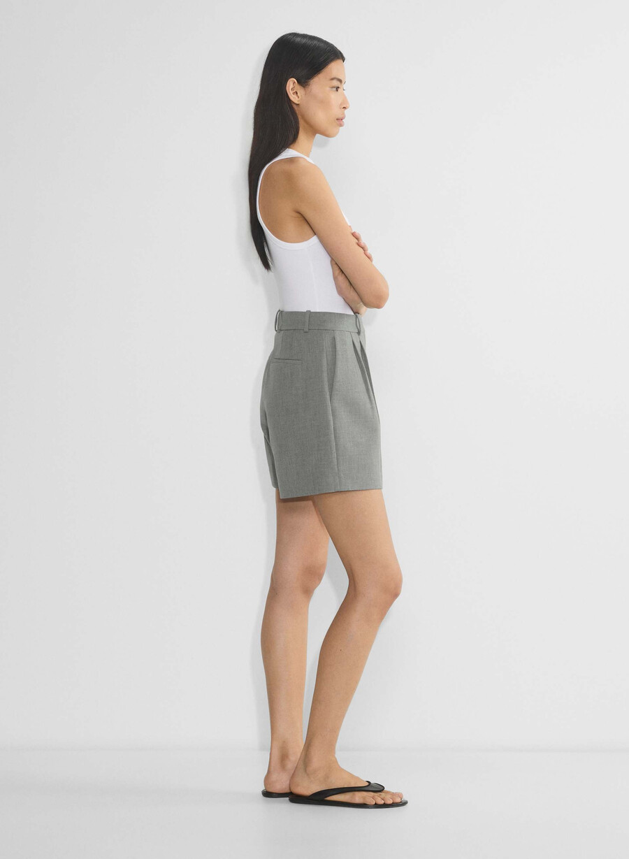 plissierte mittellange shorts meliert dunkelgrau
