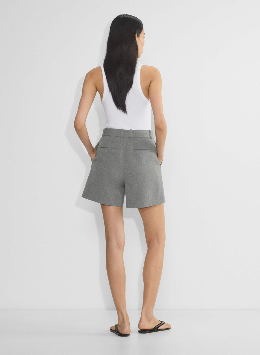 plissierte mittellange shorts meliert dunkelgrau