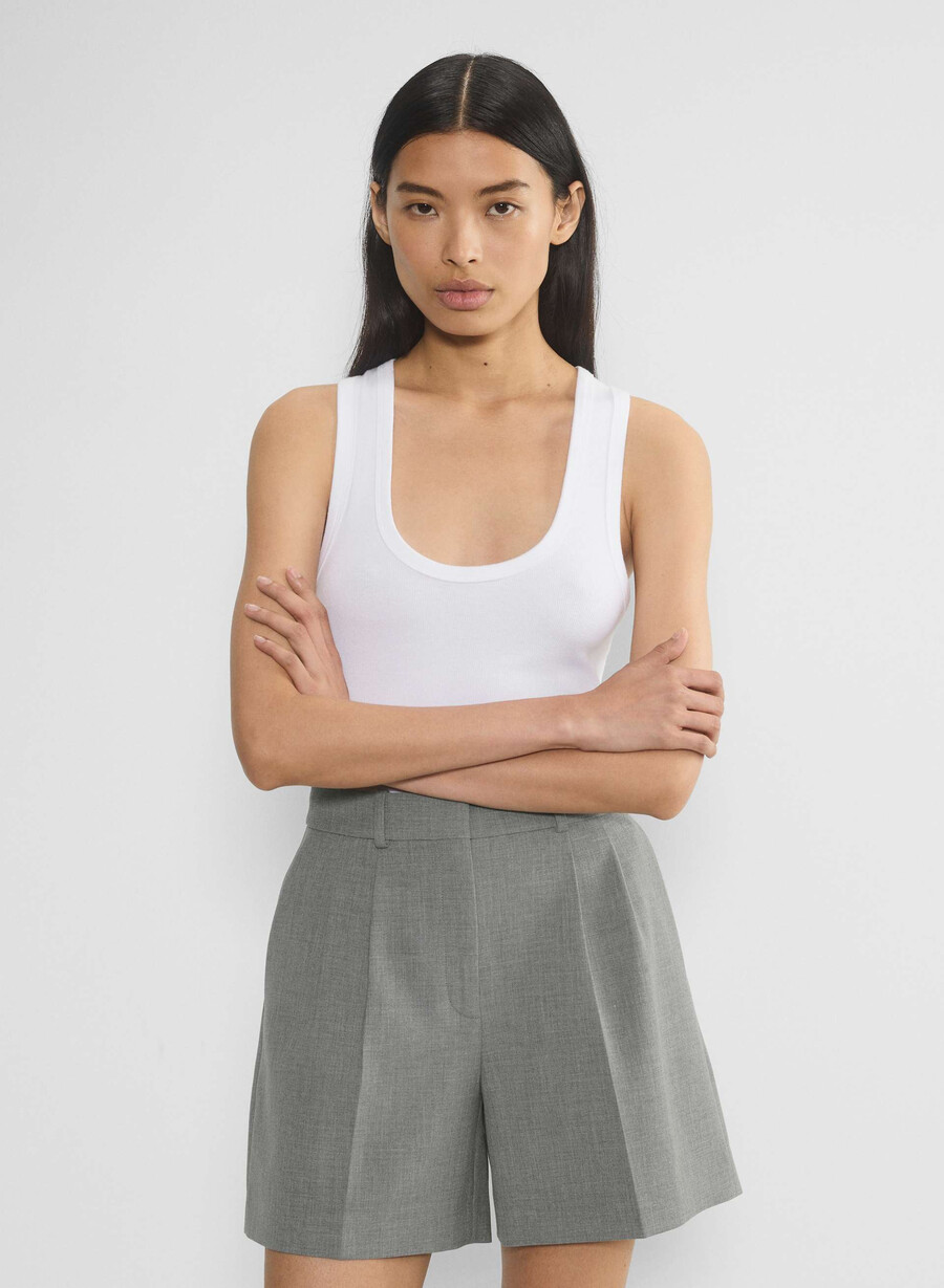 plissierte mittellange shorts meliert dunkelgrau