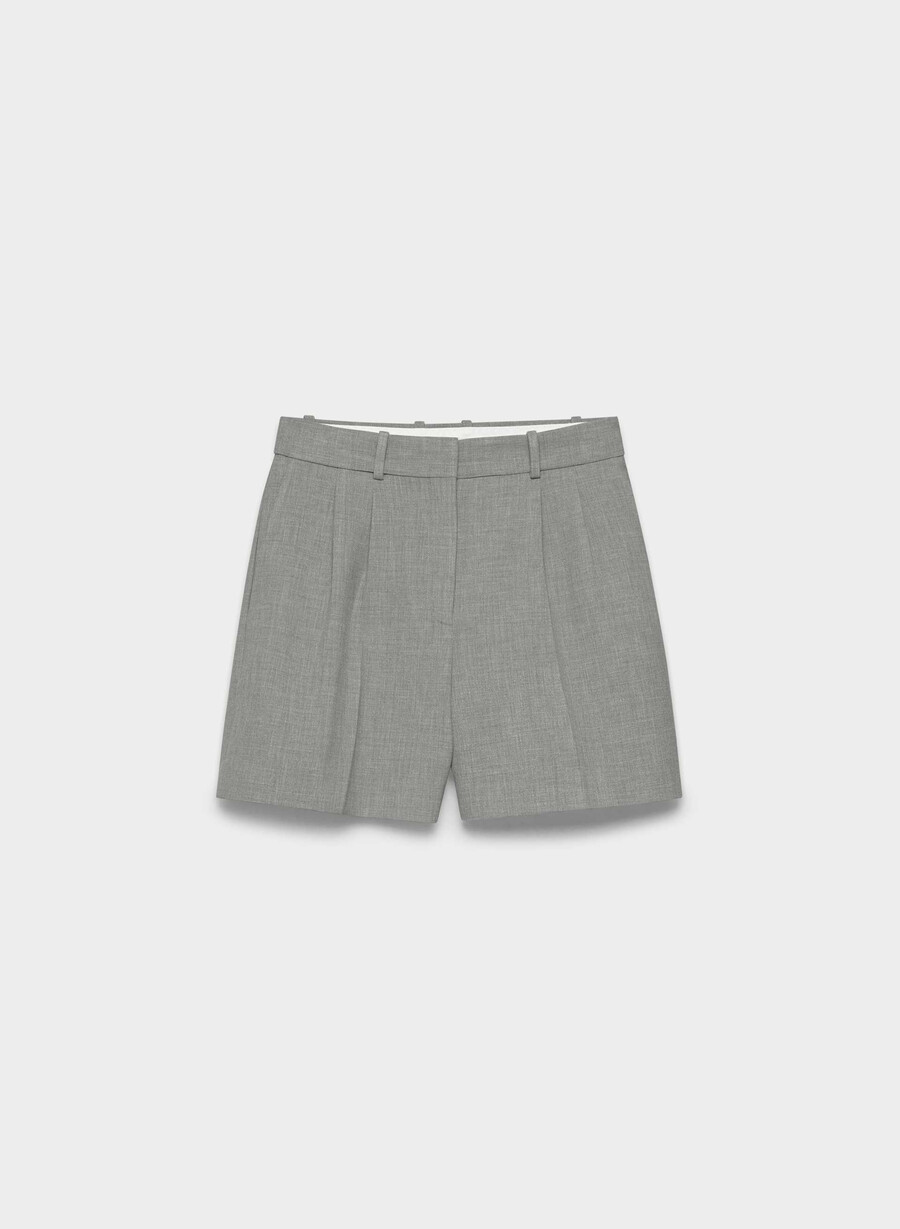 plissierte mittellange shorts meliert dunkelgrau