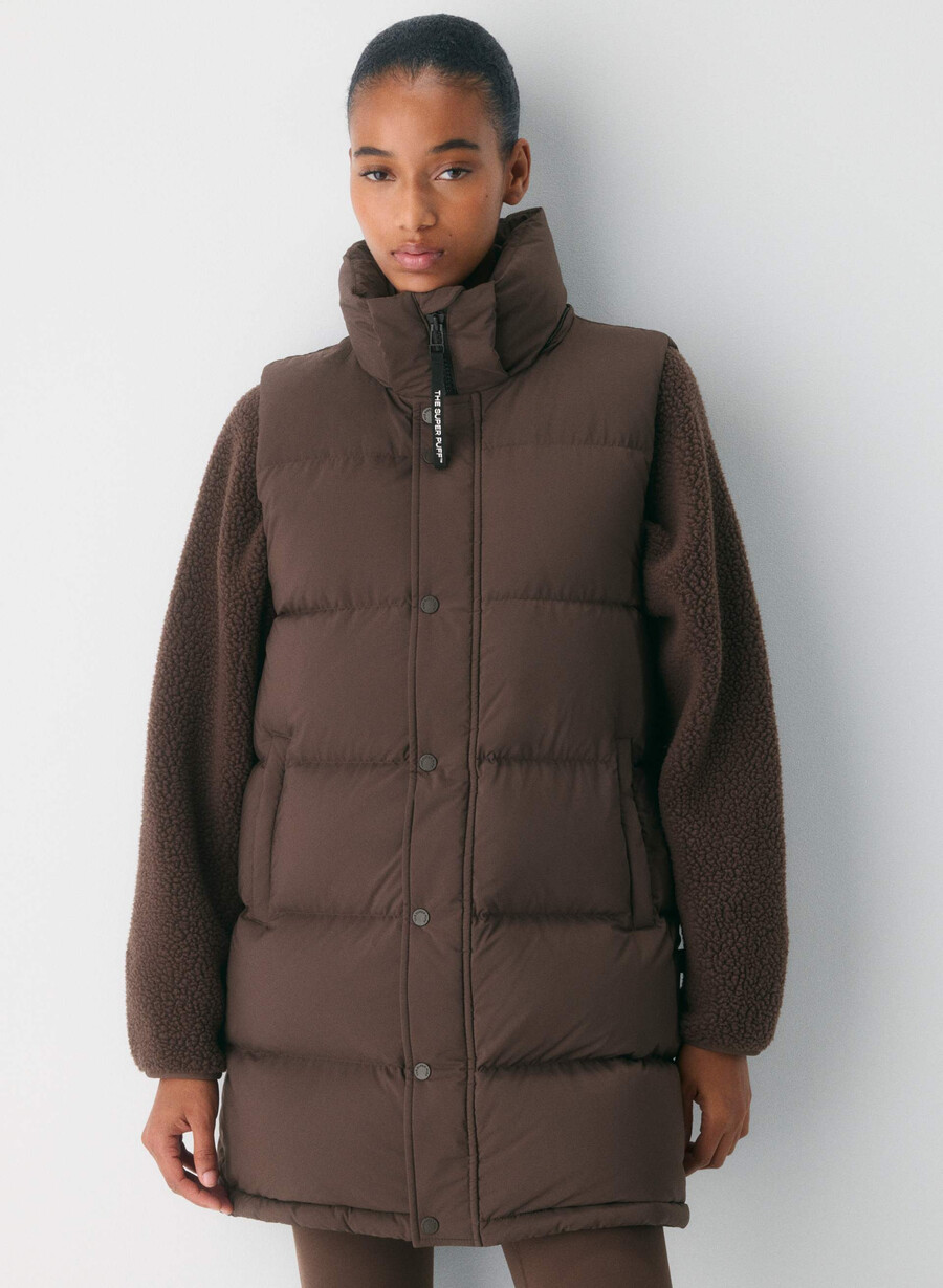 the super puff mid vest - climatte rich mocha brown