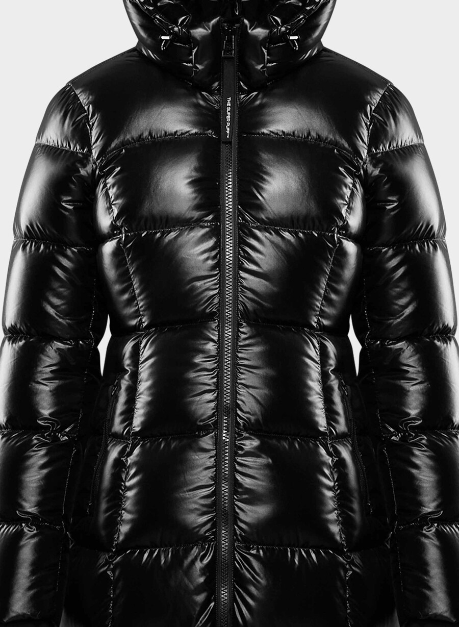 supersnug puff long – hochglanz schwarz